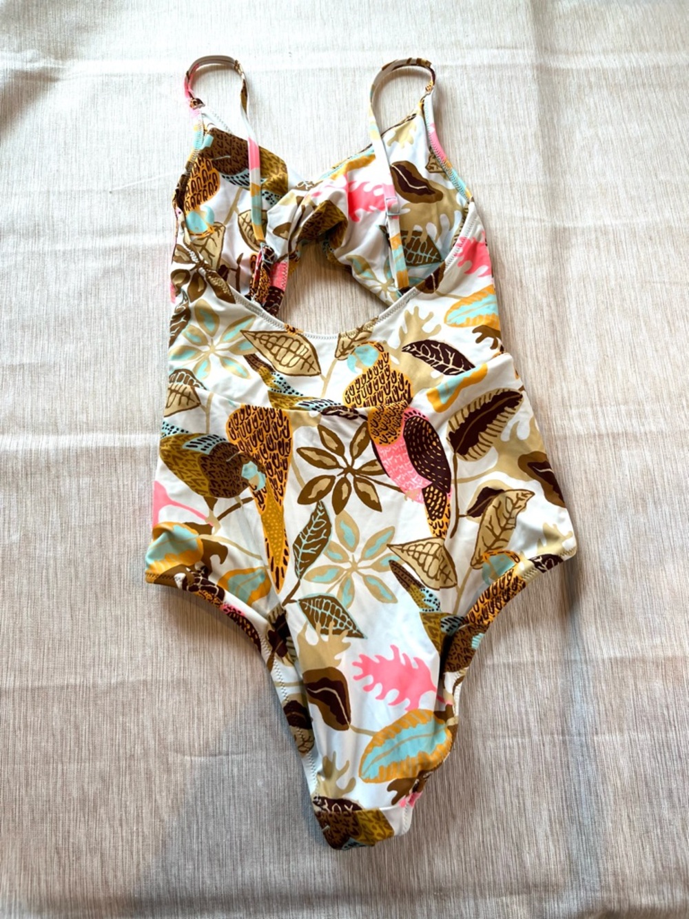 aerie Twist Cutout One-Piece Swimsuit Women’s Bohemian Tropical Small Long - Picture 8 of 11